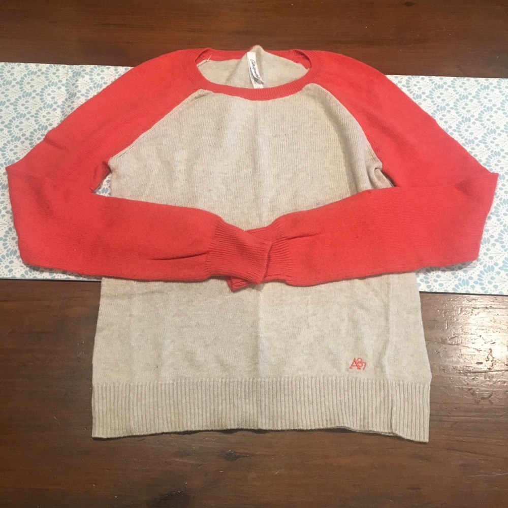 Aeropostale Tan and Orange Sweater Size M